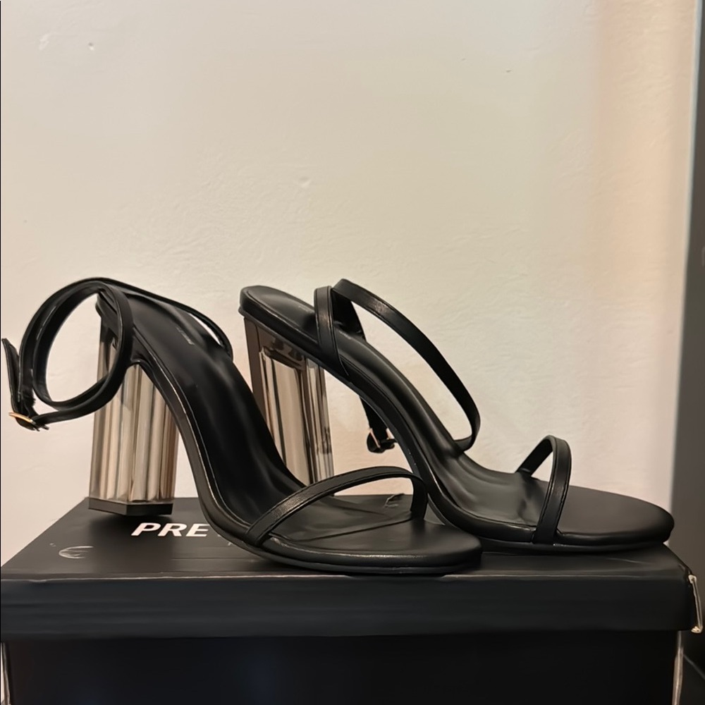 Women's Black Strappy Heels